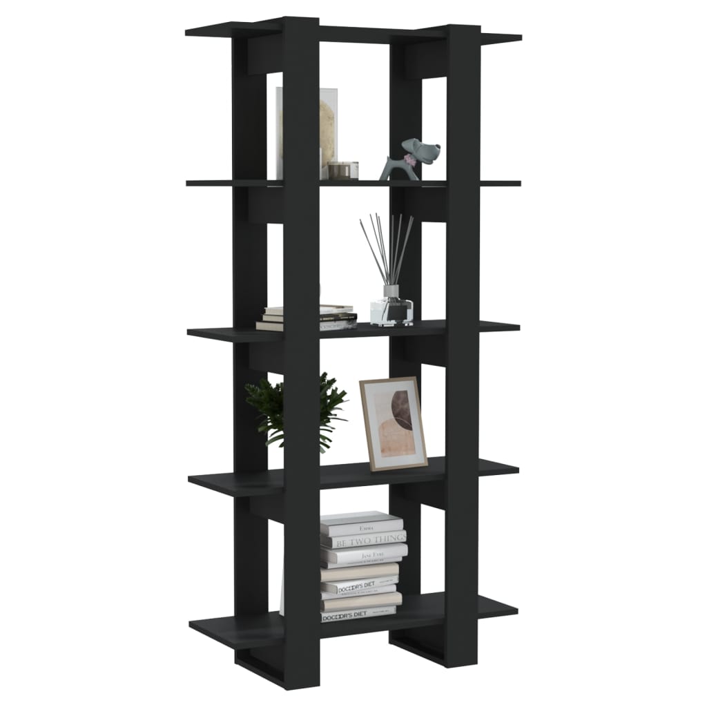 vidaXL Bibliothèque/Séparateur de pièce Noir 80x30x160 cm Bois d'ingénierie