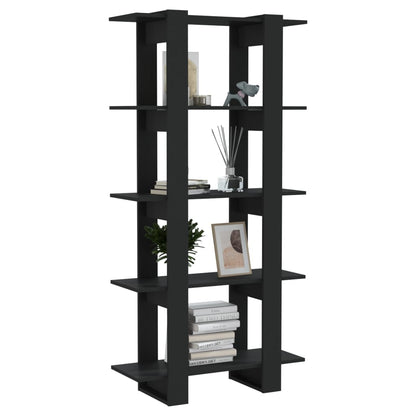 vidaXL Bibliothèque/Séparateur de pièce Noir 80x30x160 cm Bois d'ingénierie