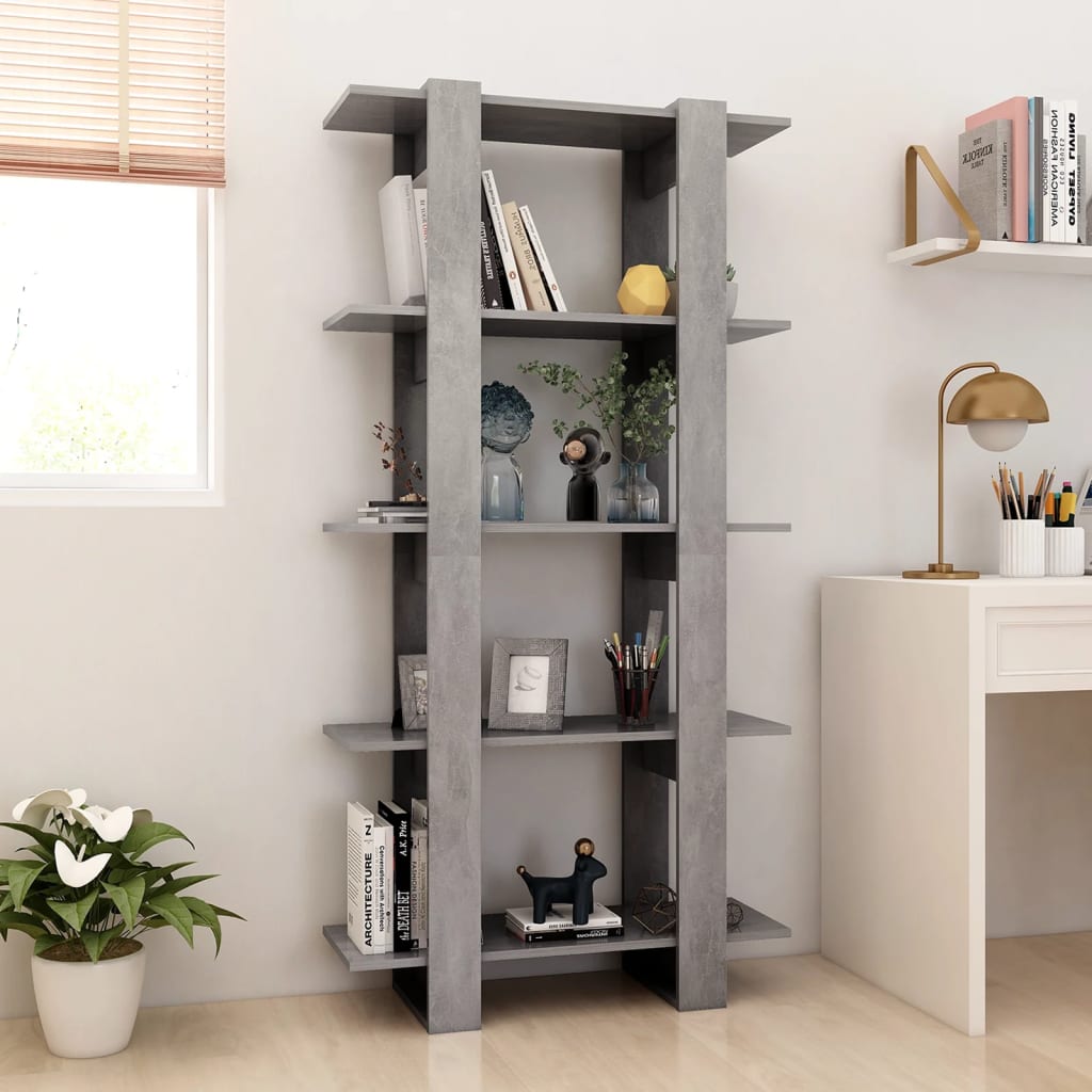vidaXL Étagère/Séparateur de pièce gris béton 80x30x160 cm en bois d'ingénierie