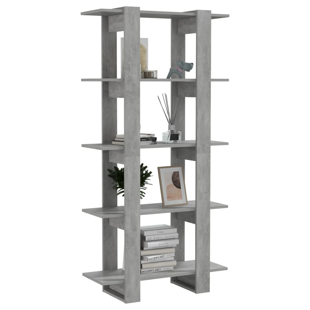 vidaXL Étagère/Séparateur de pièce gris béton 80x30x160 cm en bois d'ingénierie