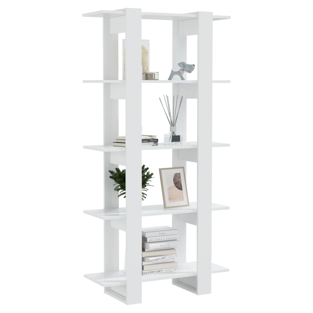 vidaXL Bibliothèque/Séparateur de pièce Blanc brillant 80x30x160 cm