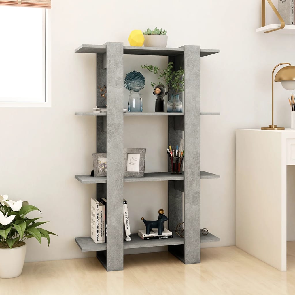 vidaXL Bücherregal/Raumteiler Betongrau 80x30x123,5 cm