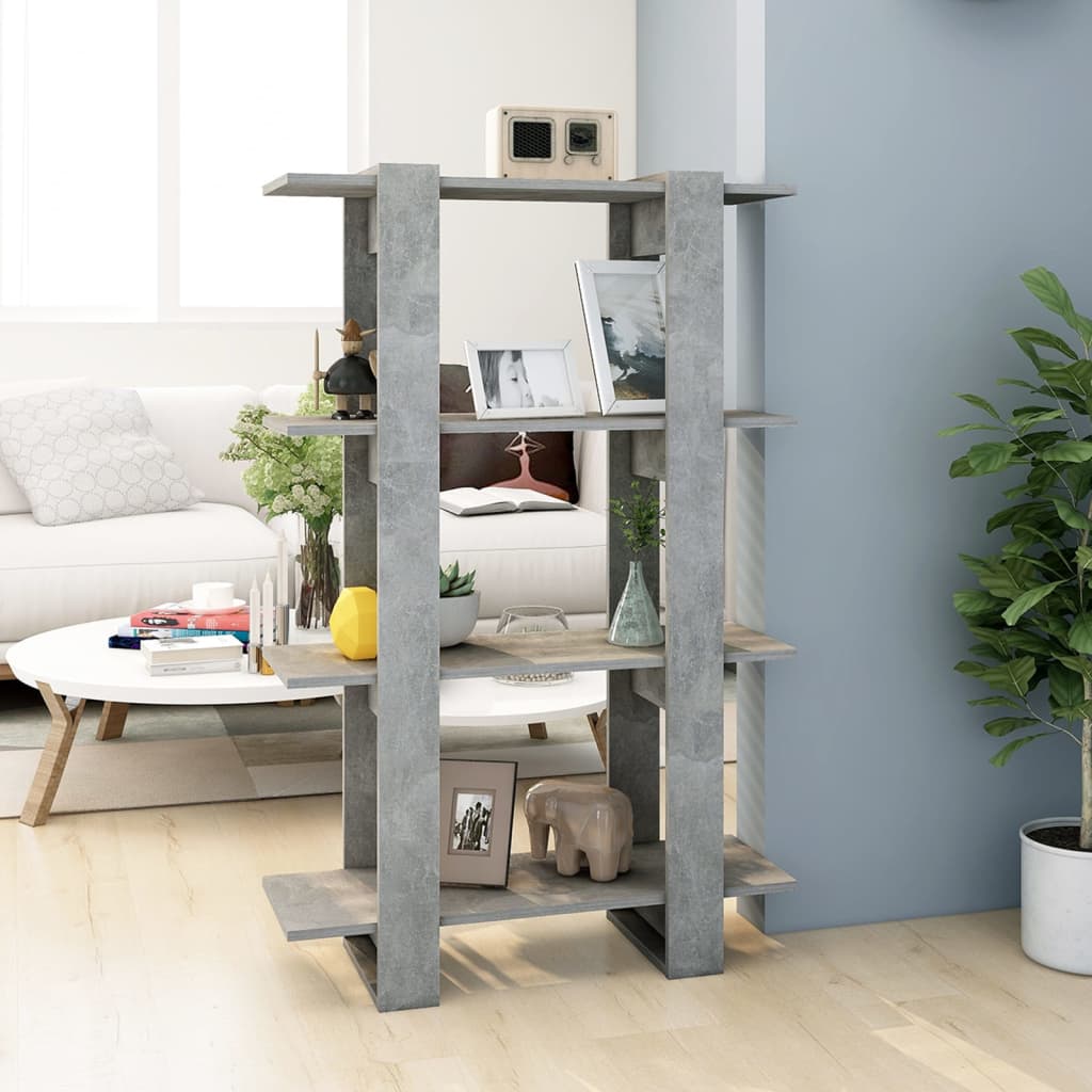 vidaXL Bücherregal/Raumteiler Betongrau 80x30x123,5 cm