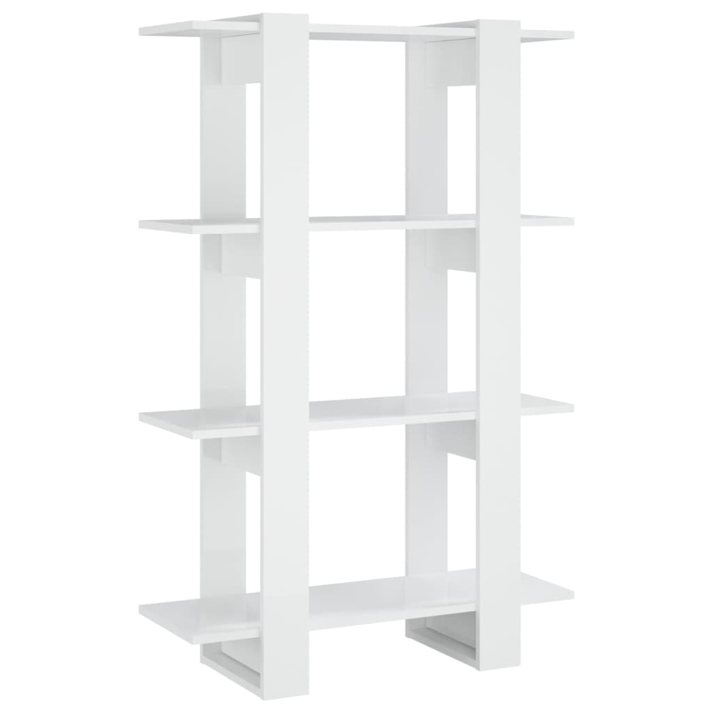 vidaXL Bücherregal/Raumteiler Hochglanz-Weiß 80x30x123,5cm