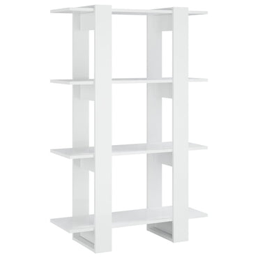 vidaXL Bücherregal/Raumteiler Hochglanz-Weiß 80x30x123,5cm