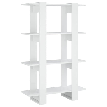vidaXL Bücherregal/Raumteiler Hochglanz-Weiß 80x30x123,5cm