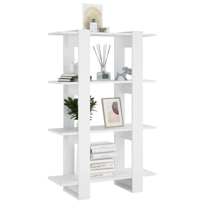 vidaXL Bücherregal/Raumteiler Hochglanz-Weiß 80x30x123,5cm
