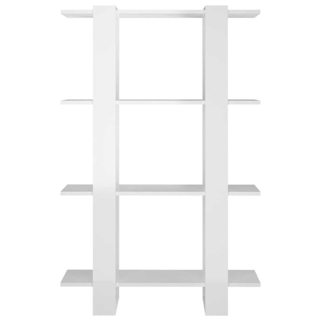 vidaXL Bücherregal/Raumteiler Hochglanz-Weiß 80x30x123,5cm