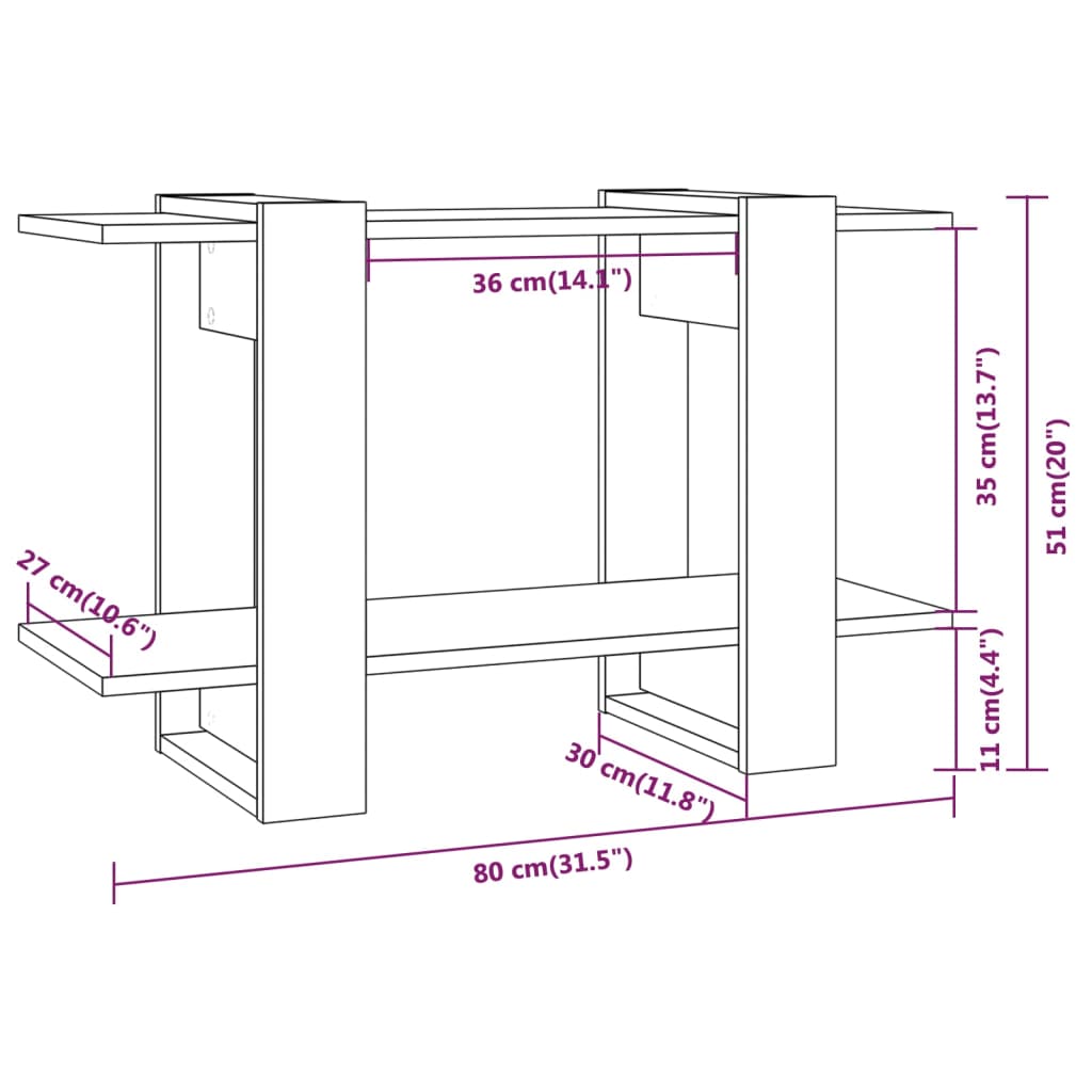 vidaXL Bücherregal/Raumteiler Sonoma-Eiche 80x30x51 cm