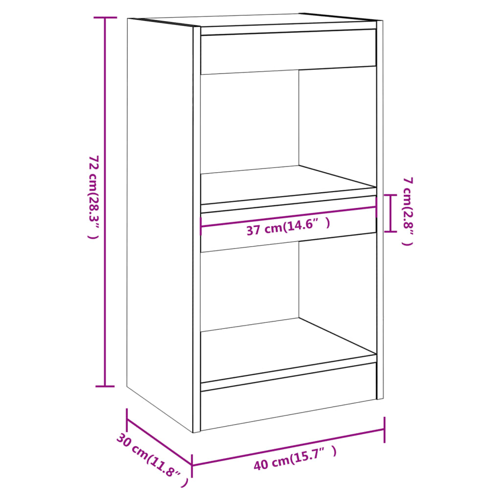 vidaXL Bücherregal/Raumteiler Betongrau 40x30x72 cm