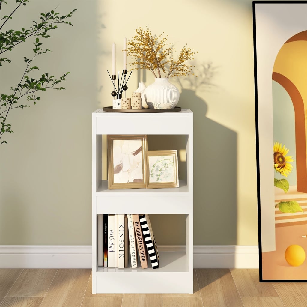 vidaXL Bücherregal/Raumteiler Hochglanz-Weiß 40x30x72 cm