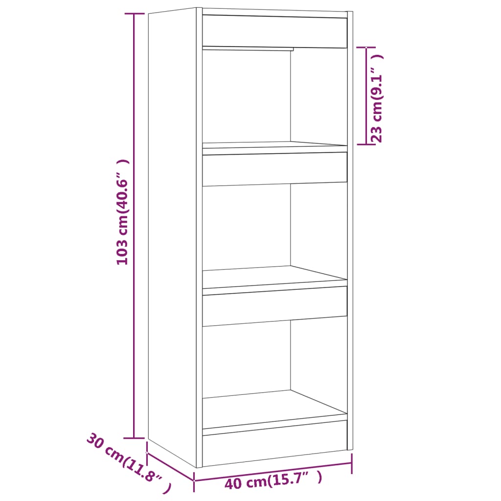 vidaXL Bibliothèque/Meuble de séparation gris béton 40x30x103 cm Bois d'ingénierie