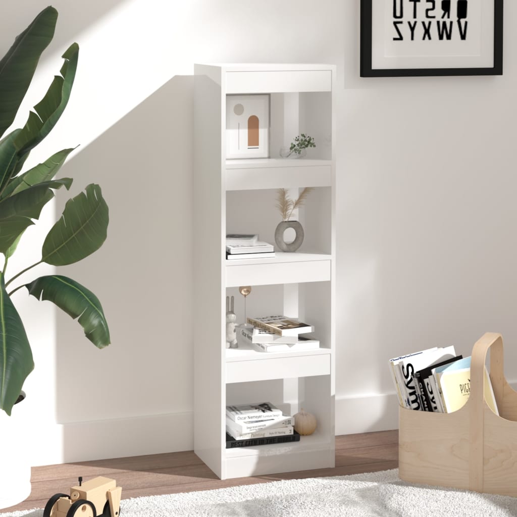 vidaXL Bücherregal/Raumteiler Hochglanz-Weiß 40x30x135 cm