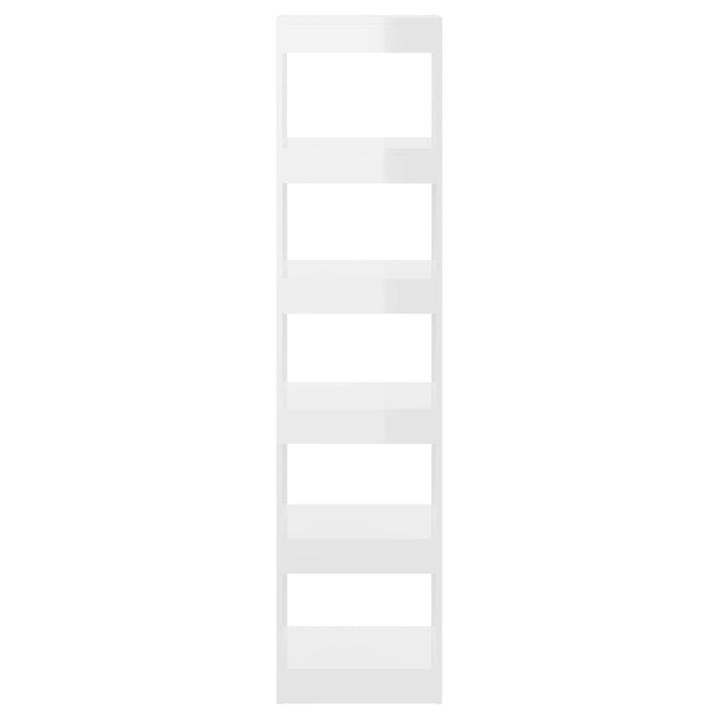 vidaXL Bücherregal/Raumteiler Hochglanz-Weiß 40x30x166 cm