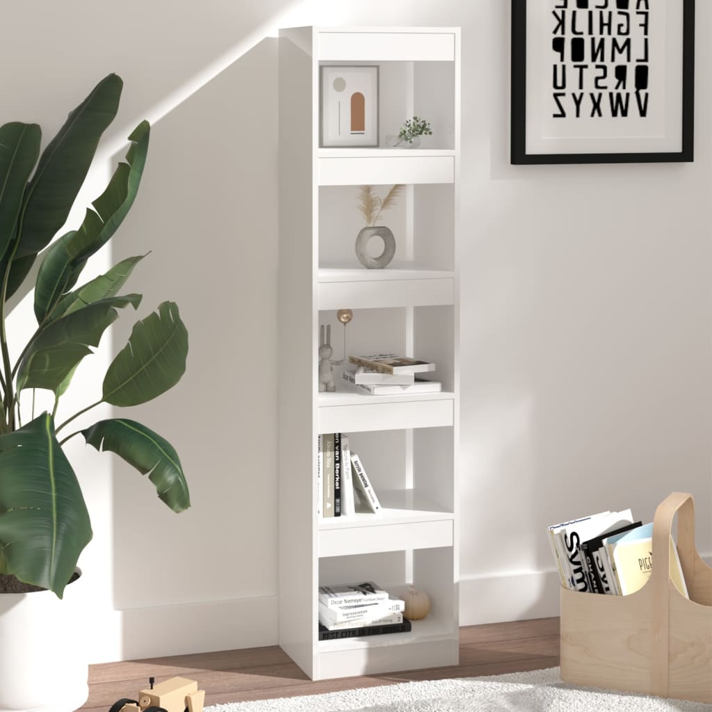 vidaXL Bücherregal/Raumteiler Hochglanz-Weiß 40x30x166 cm