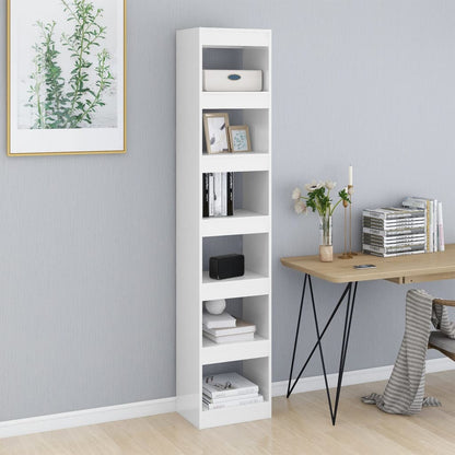 vidaXL Bücherregal/Raumteiler Hochglanz-Weiß 40x30x198 cm