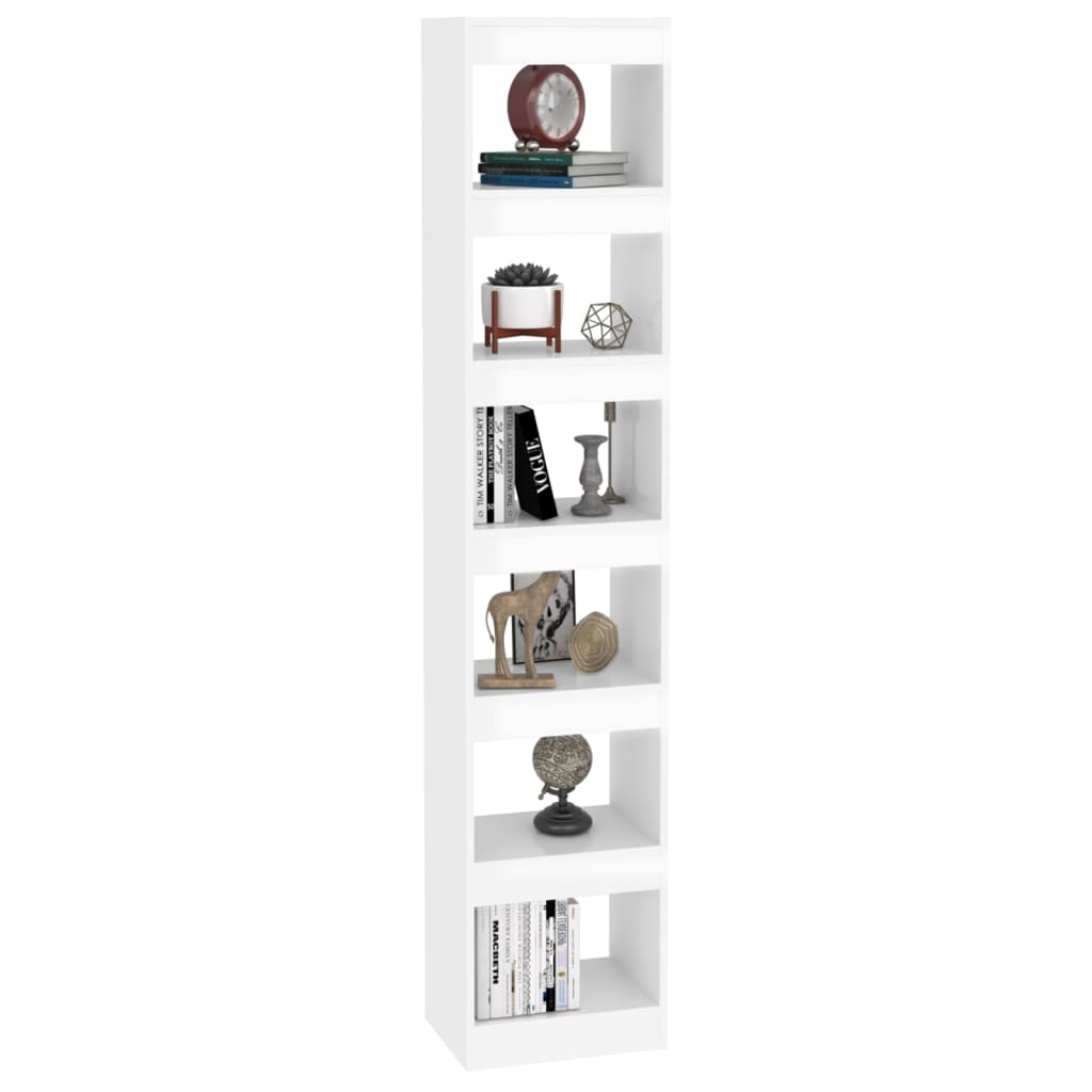 vidaXL Bücherregal/Raumteiler Hochglanz-Weiß 40x30x198 cm