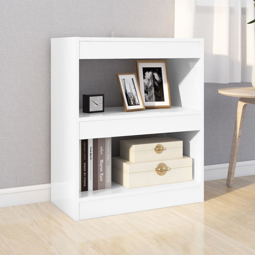 vidaXL Bücherregal/Raumteiler Hochglanz-Weiß 60x30x72 cm