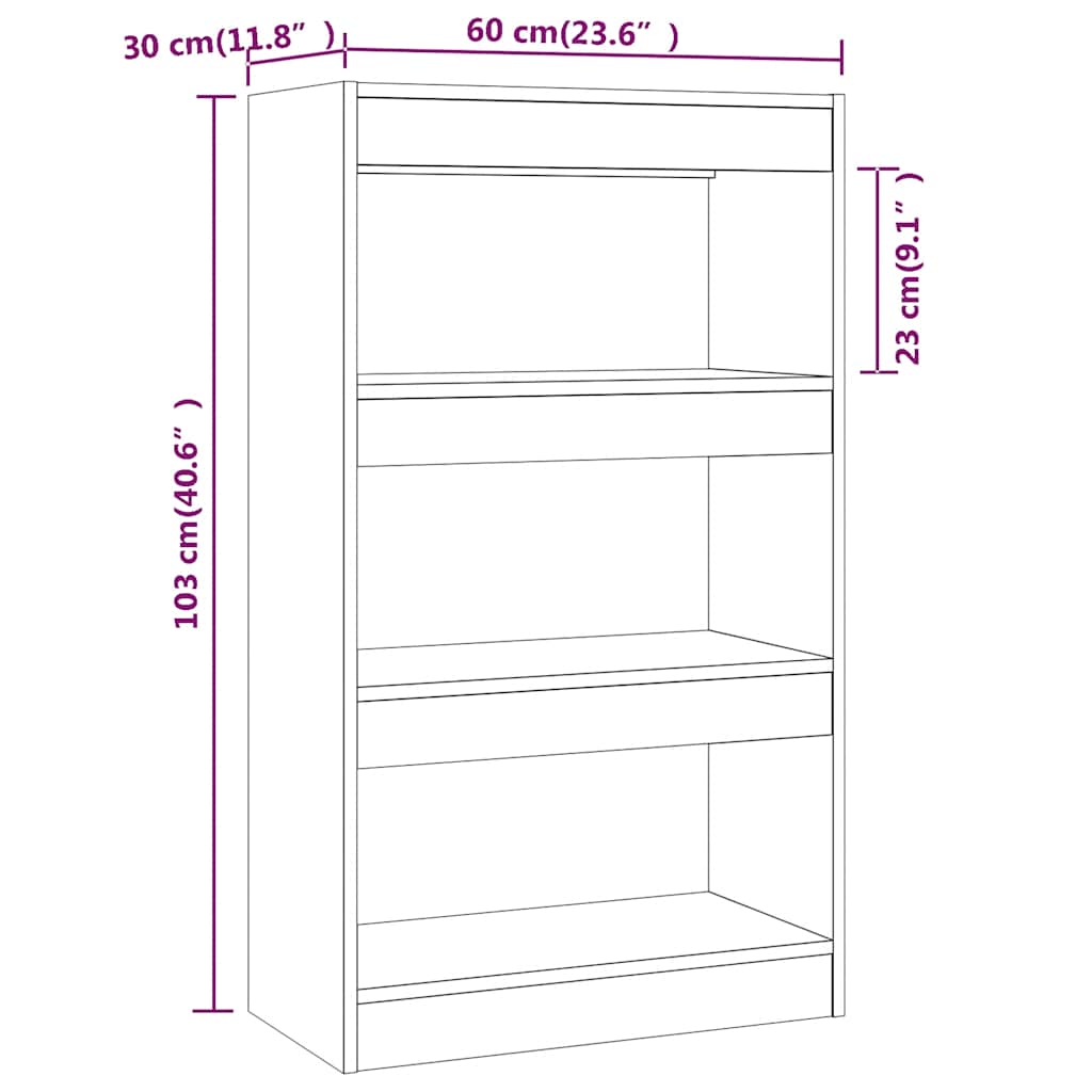 vidaXL Bibliothèque/Séparateur de pièce Gris béton 60x30x103 cm Bois d'ingénierie