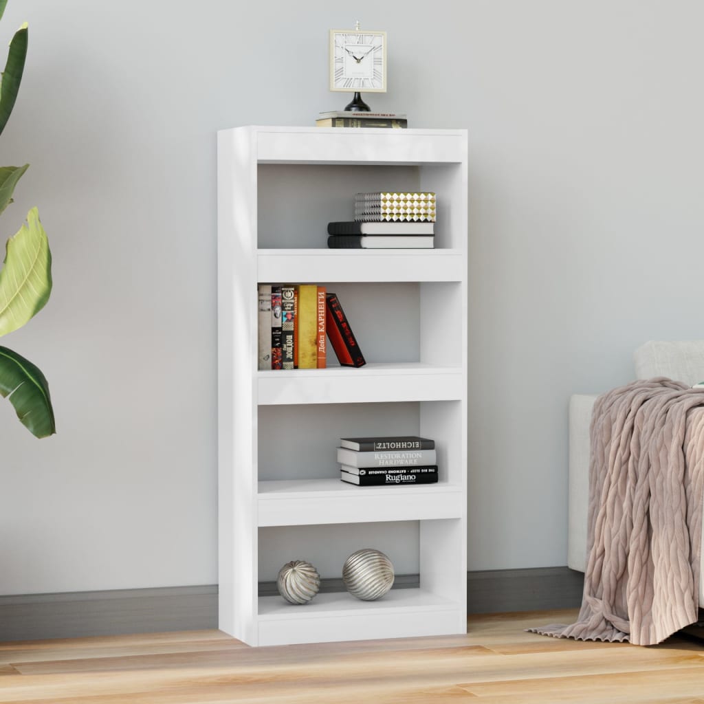 vidaXL Bibliothèque/Séparateur de Pièce Blanc Brillant 60x30x135cm Bois d'ingénierie