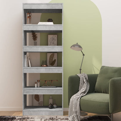 vidaXL Bibliothèque/Meuble de séparation gris béton 60x30x166 cm Bois d'ingénierie