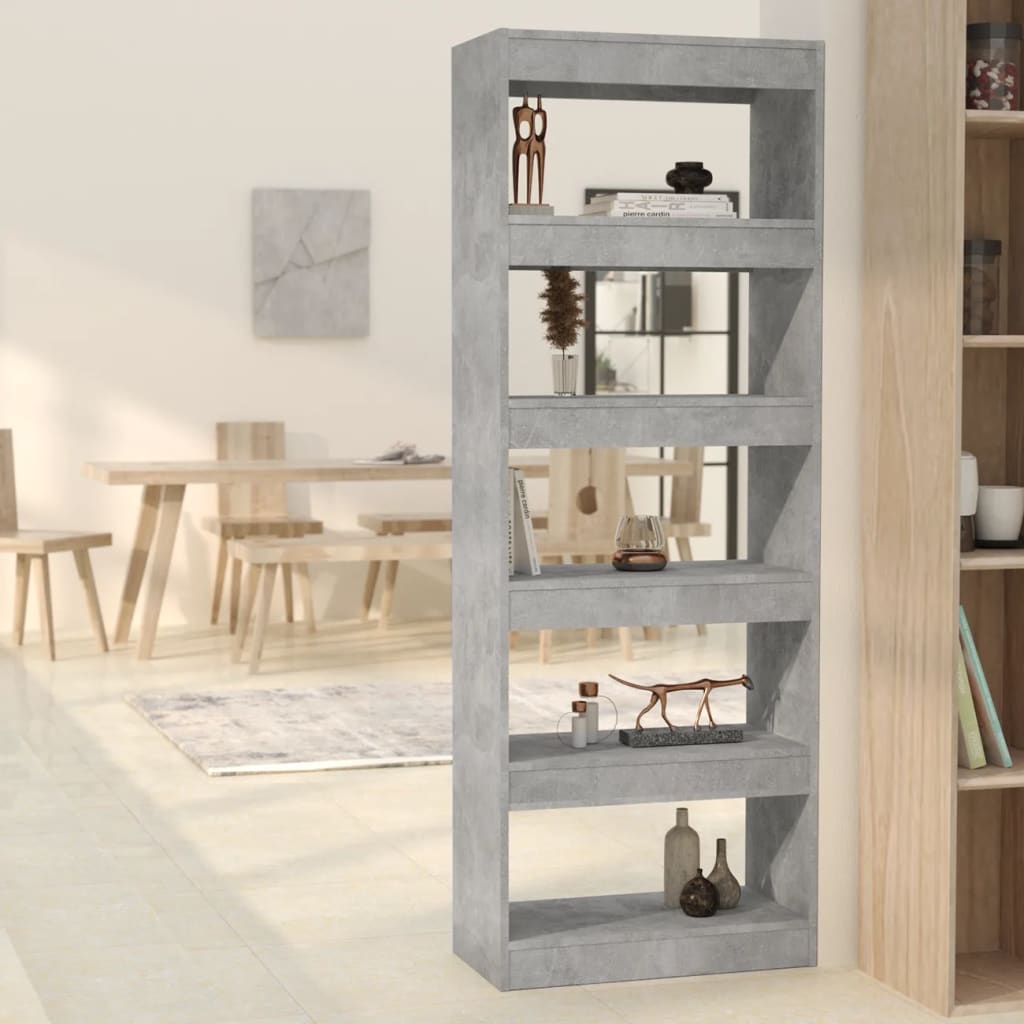 vidaXL Bibliothèque/Meuble de séparation gris béton 60x30x166 cm Bois d'ingénierie