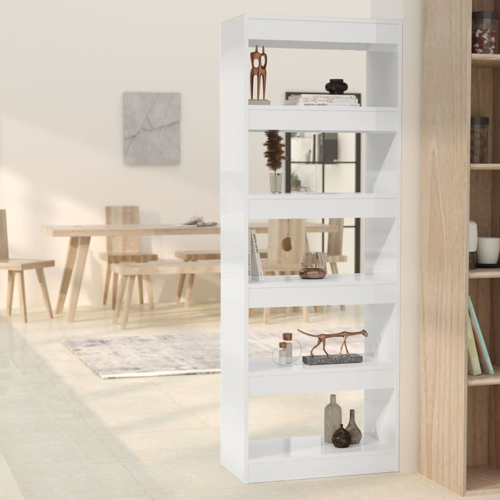 vidaXL Bibliothèque/Séparateur de pièce Blanc Brillant 60x30x166cm Bois d'ingénierie