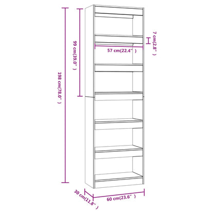 vidaXL Bücherregal/Raumteiler Weiß 60x30x198 cm