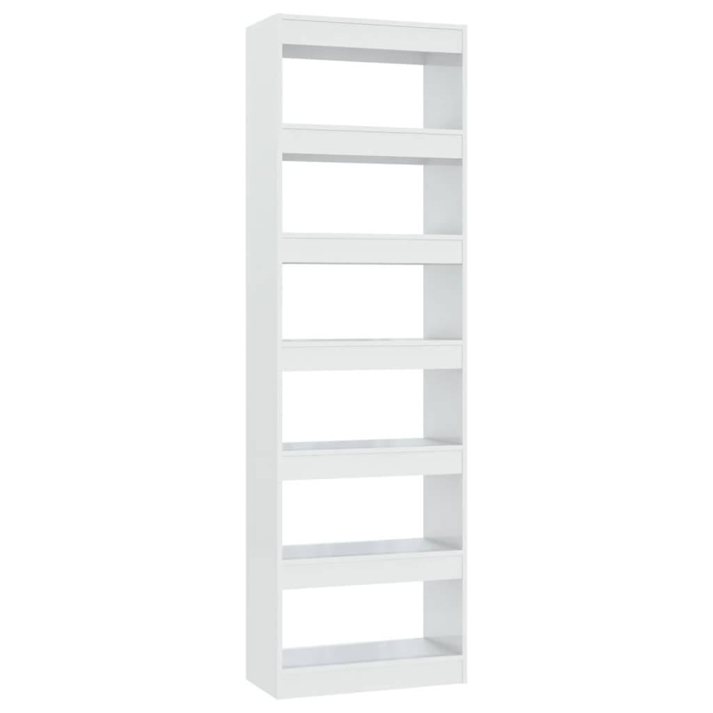 vidaXL Bücherregal/Raumteiler Hochglanz-Weiß 60x30x198 cm