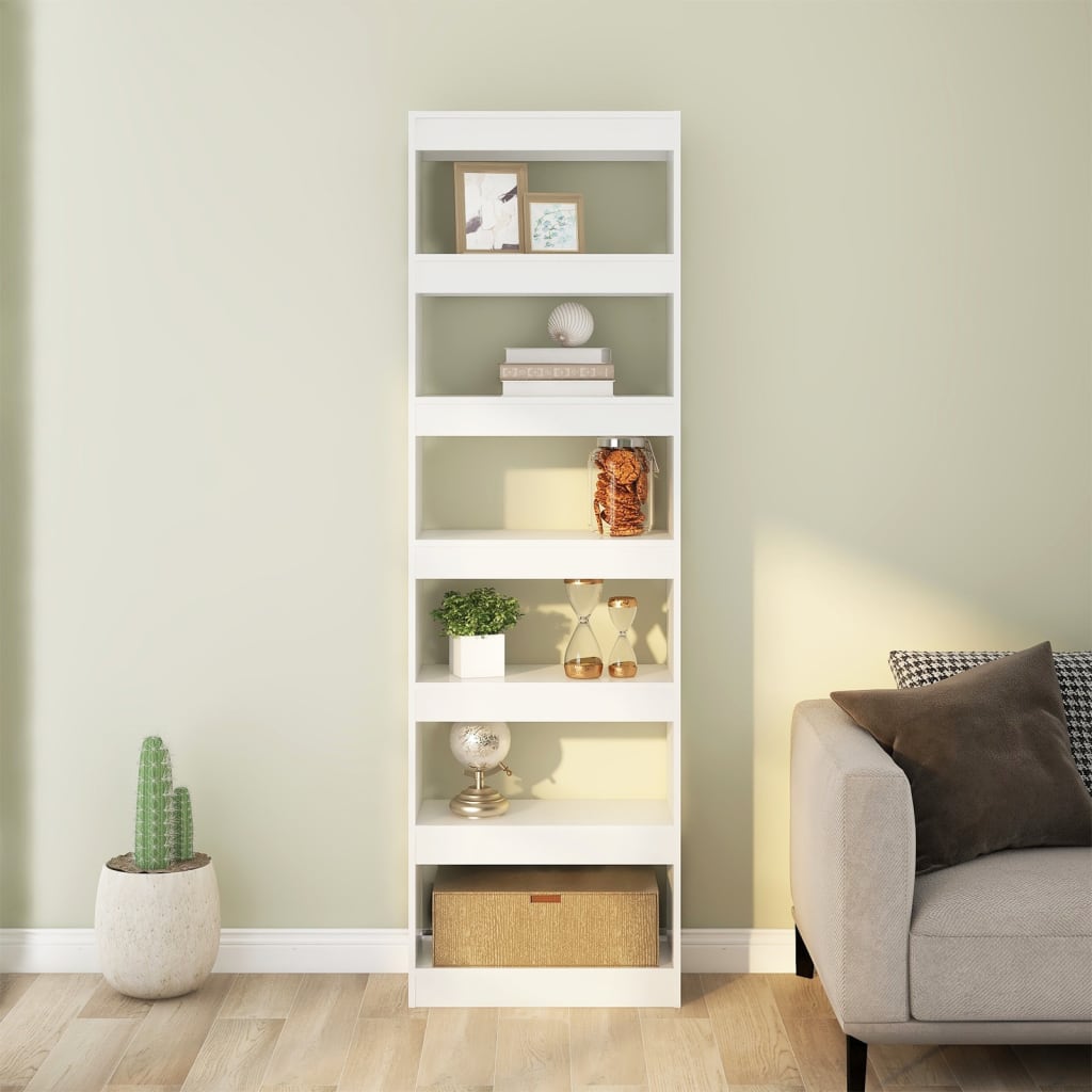 vidaXL Bücherregal/Raumteiler Hochglanz-Weiß 60x30x198 cm