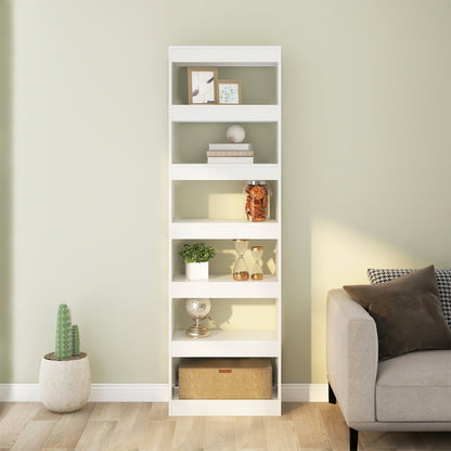 vidaXL Bücherregal/Raumteiler Hochglanz-Weiß 60x30x198 cm