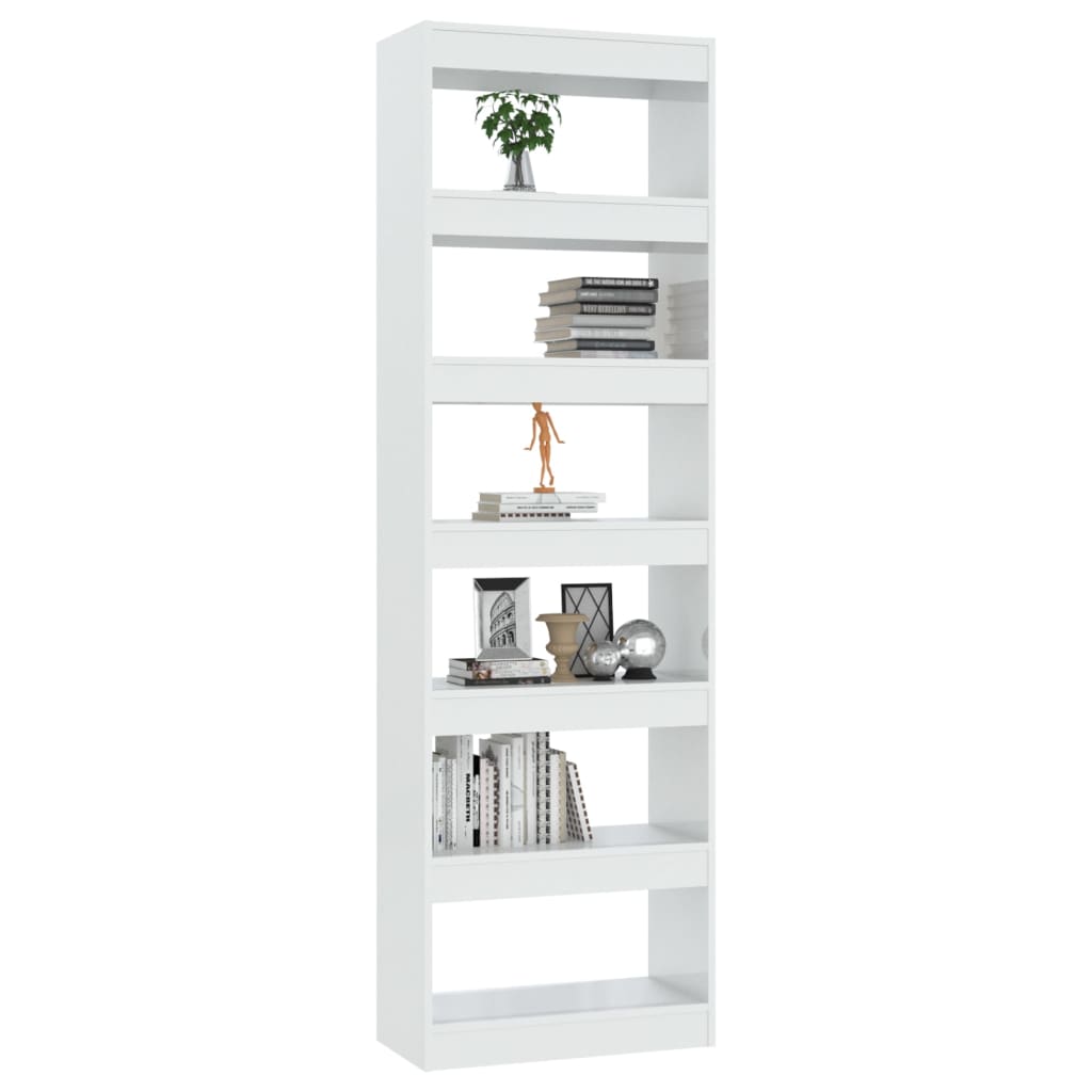 vidaXL Bücherregal/Raumteiler Hochglanz-Weiß 60x30x198 cm