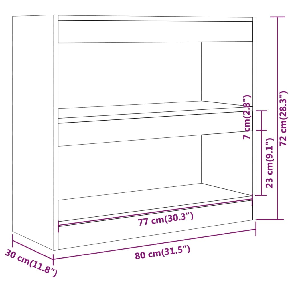 vidaXL Bücherregal/Raumteiler Weiß 80x30x72 cm