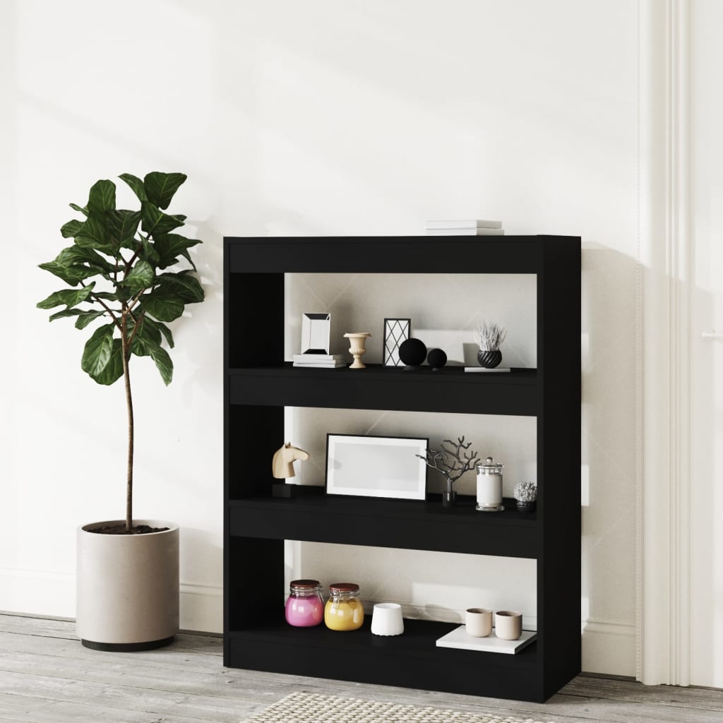 vidaXL Bibliothèque/Séparateur de pièce Noir 80x30x103 cm Bois d'ingénierie