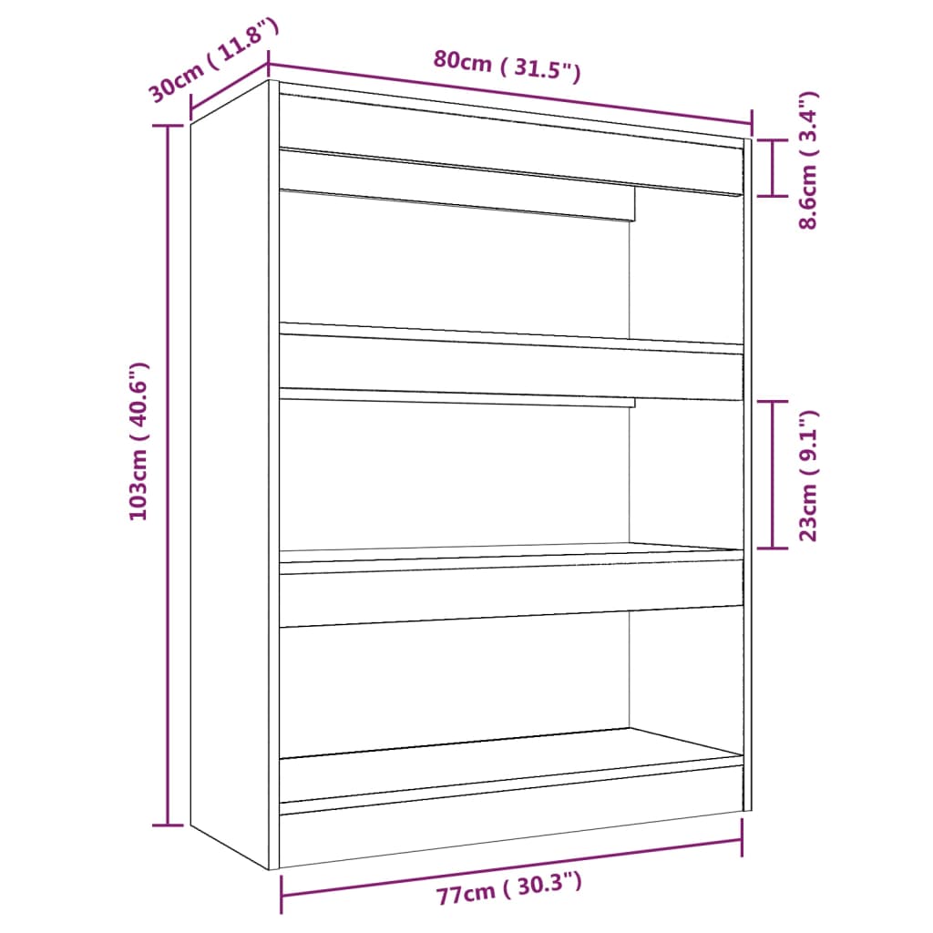 vidaXL Bibliothèque/Séparateur de pièce Noir 80x30x103 cm Bois d'ingénierie