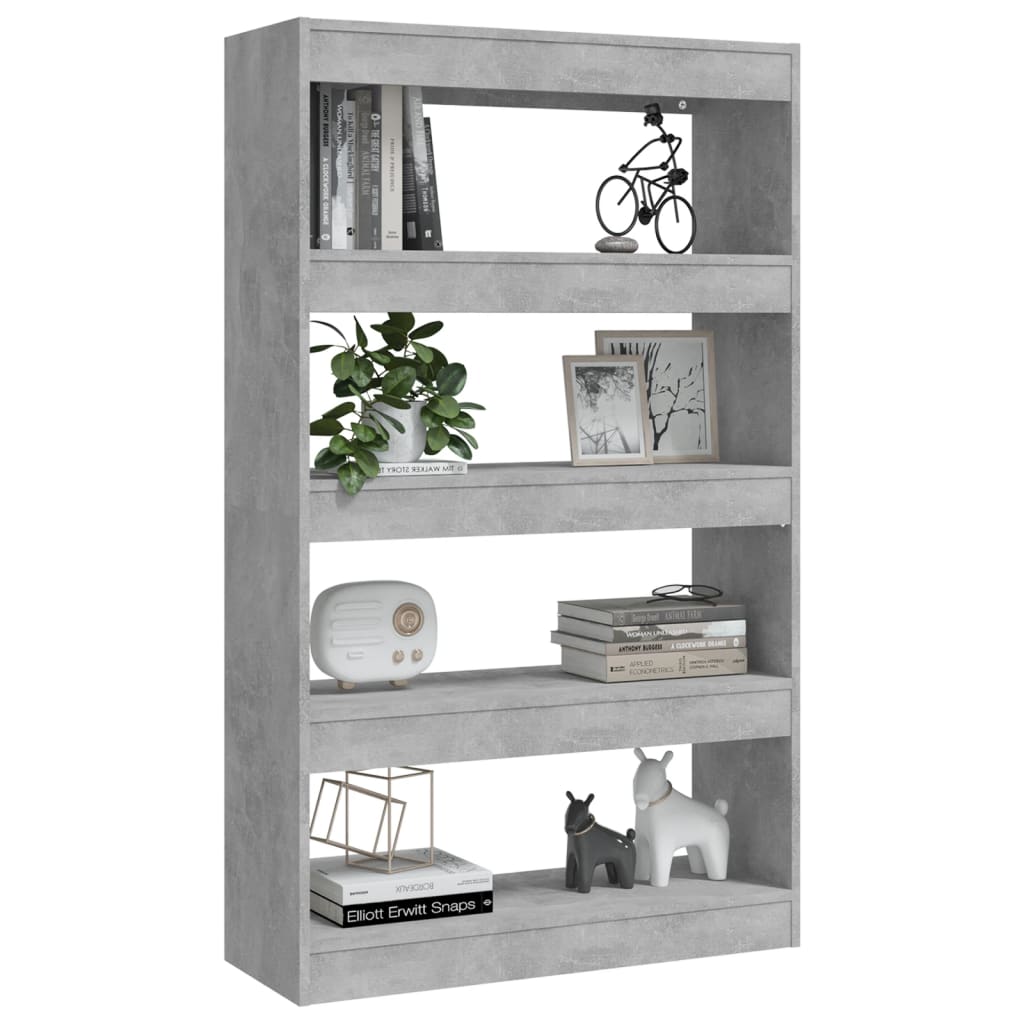 vidaXL Bücherregal/Raumteiler Betongrau 80x30x135 cm Holzwerkstoff