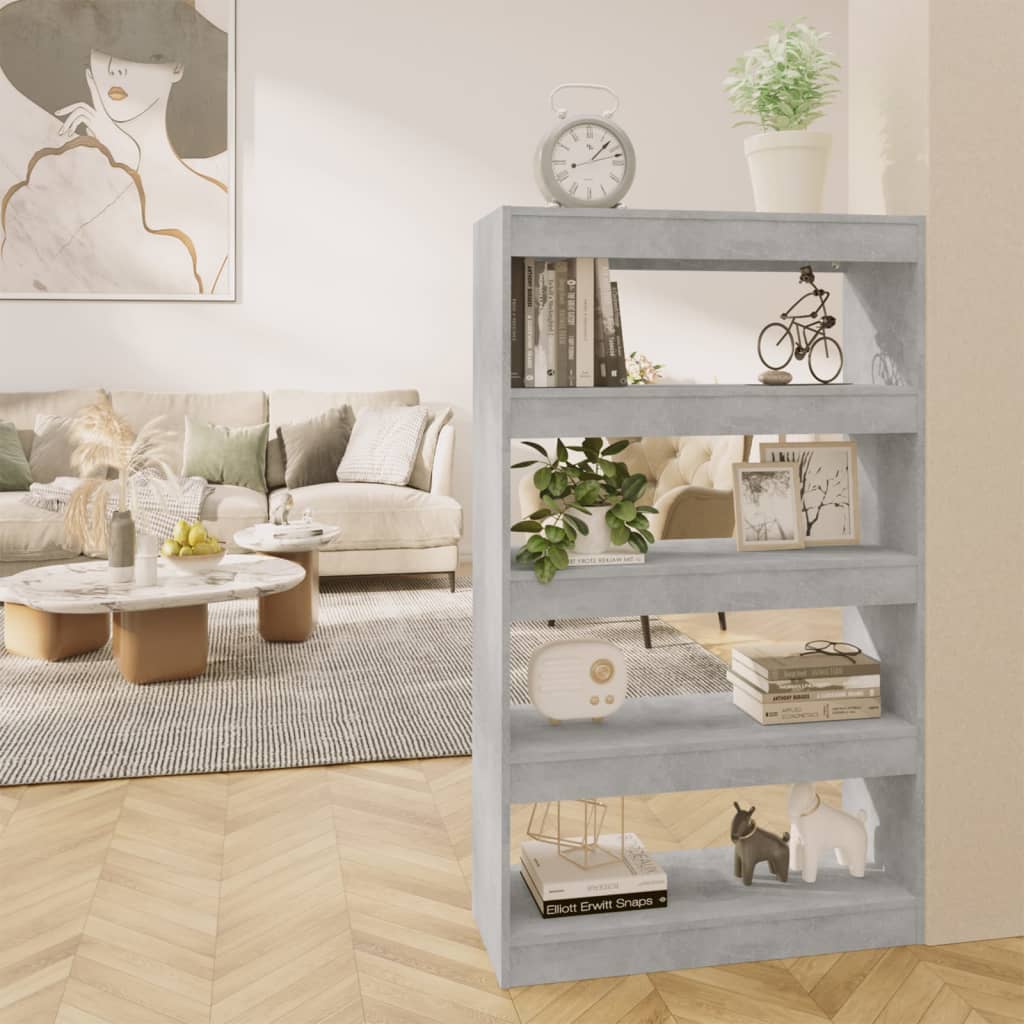 vidaXL Bücherregal/Raumteiler Betongrau 80x30x135 cm Holzwerkstoff
