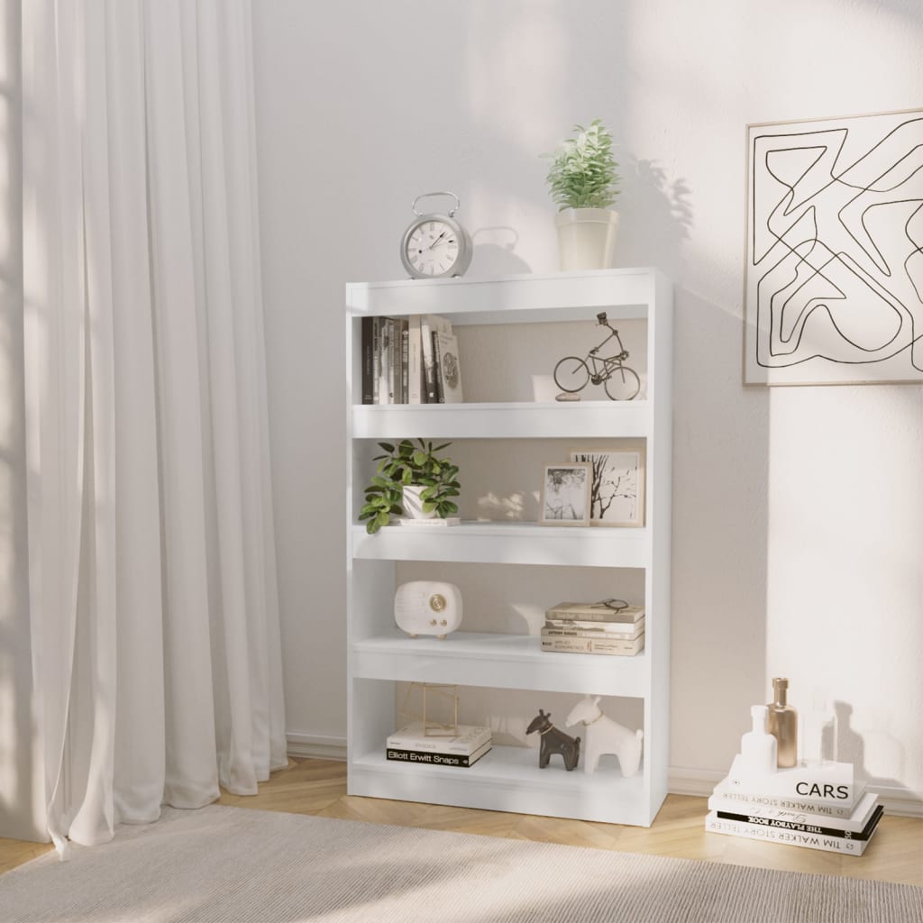 vidaXL Bücherregal/Raumteiler Hochglanz-Weiß 80x30x135cm Holzwerkstoff