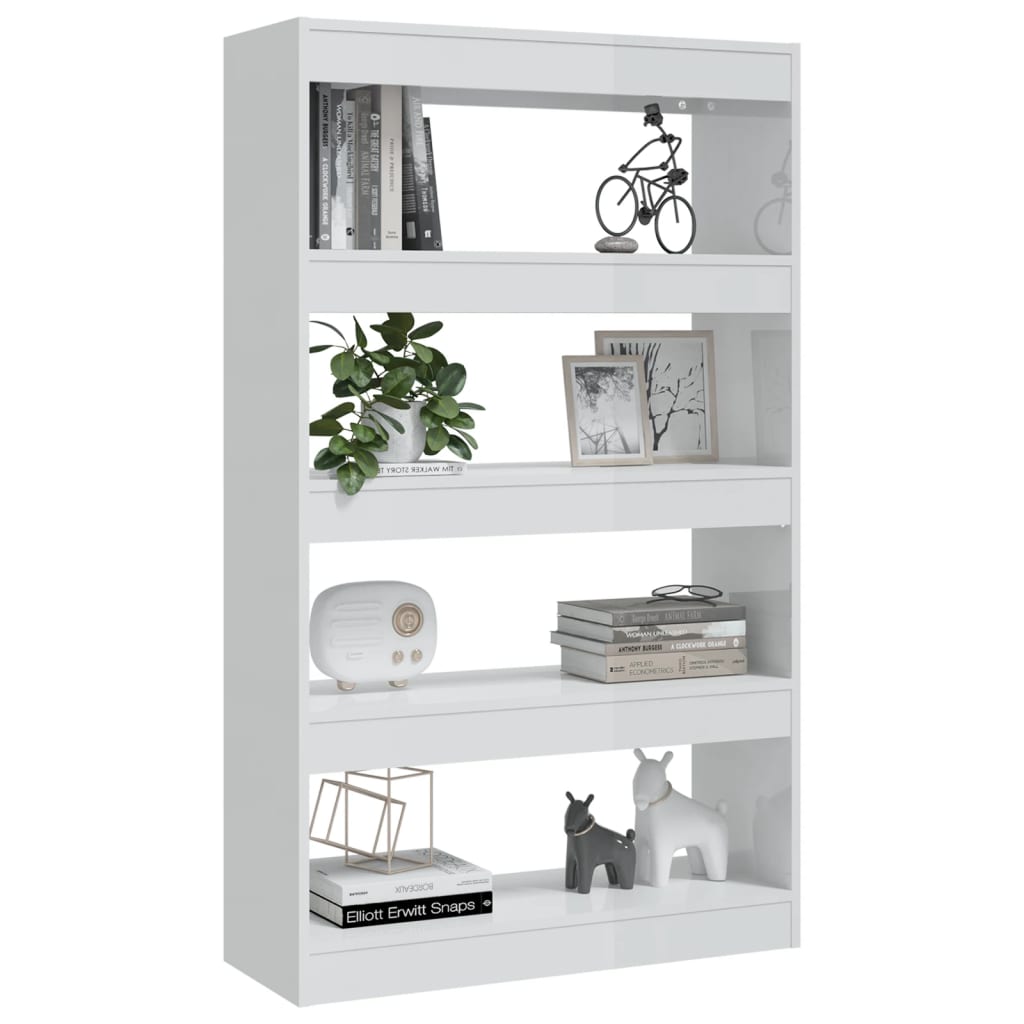 vidaXL Bücherregal/Raumteiler Hochglanz-Weiß 80x30x135cm Holzwerkstoff