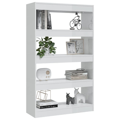 vidaXL Bücherregal/Raumteiler Hochglanz-Weiß 80x30x135cm Holzwerkstoff