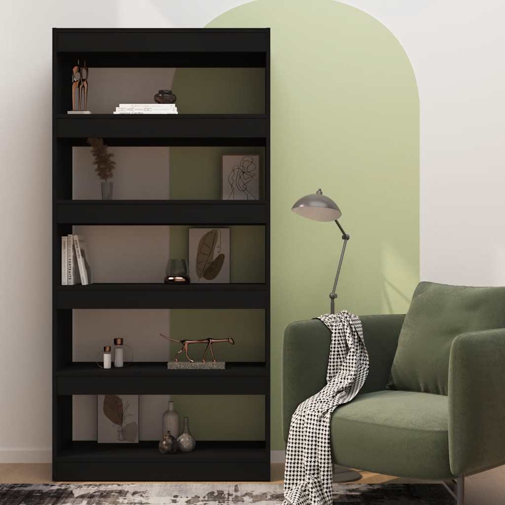 vidaXL Bücherregal/Raumteiler Schwarz 80x30x166 cm Holzwerkstoff