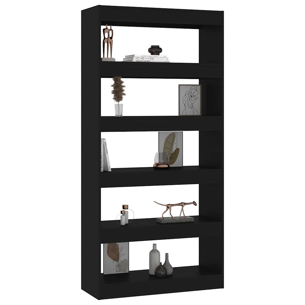 vidaXL Bücherregal/Raumteiler Schwarz 80x30x166 cm Holzwerkstoff