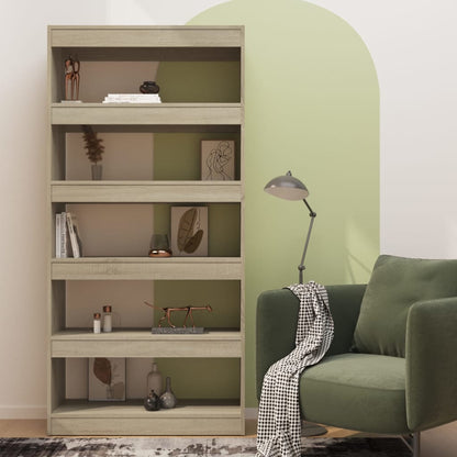 vidaXL Bücherregal/Raumteiler Sonoma-Eiche 80x30x166 cm Holzwerkstoff