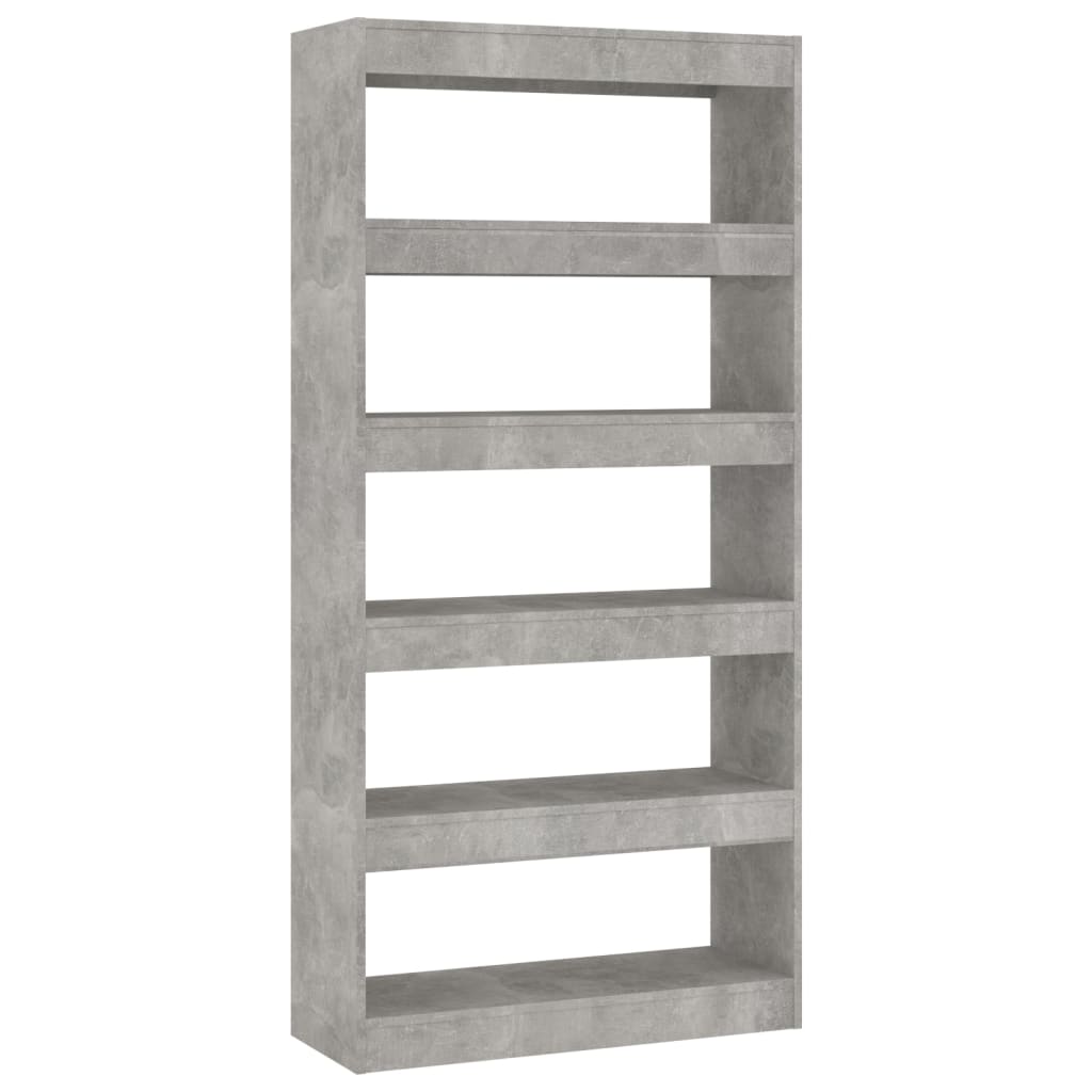 vidaXL Bücherregal/Raumteiler Betongrau 80x30x166 cm Holzwerkstoff