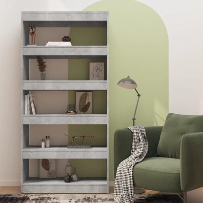 vidaXL Bücherregal/Raumteiler Betongrau 80x30x166 cm Holzwerkstoff