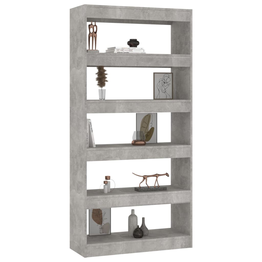 vidaXL Bücherregal/Raumteiler Betongrau 80x30x166 cm Holzwerkstoff