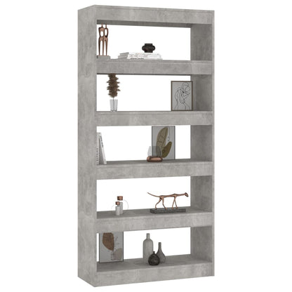 vidaXL Bücherregal/Raumteiler Betongrau 80x30x166 cm Holzwerkstoff