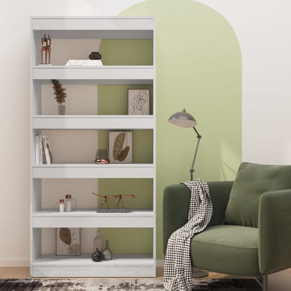 vidaXL Bücherregal/Raumteiler Hochglanz-Weiß 80x30x166cm Holzwerkstoff