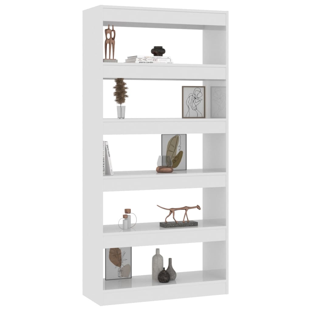 vidaXL Bücherregal/Raumteiler Hochglanz-Weiß 80x30x166cm Holzwerkstoff