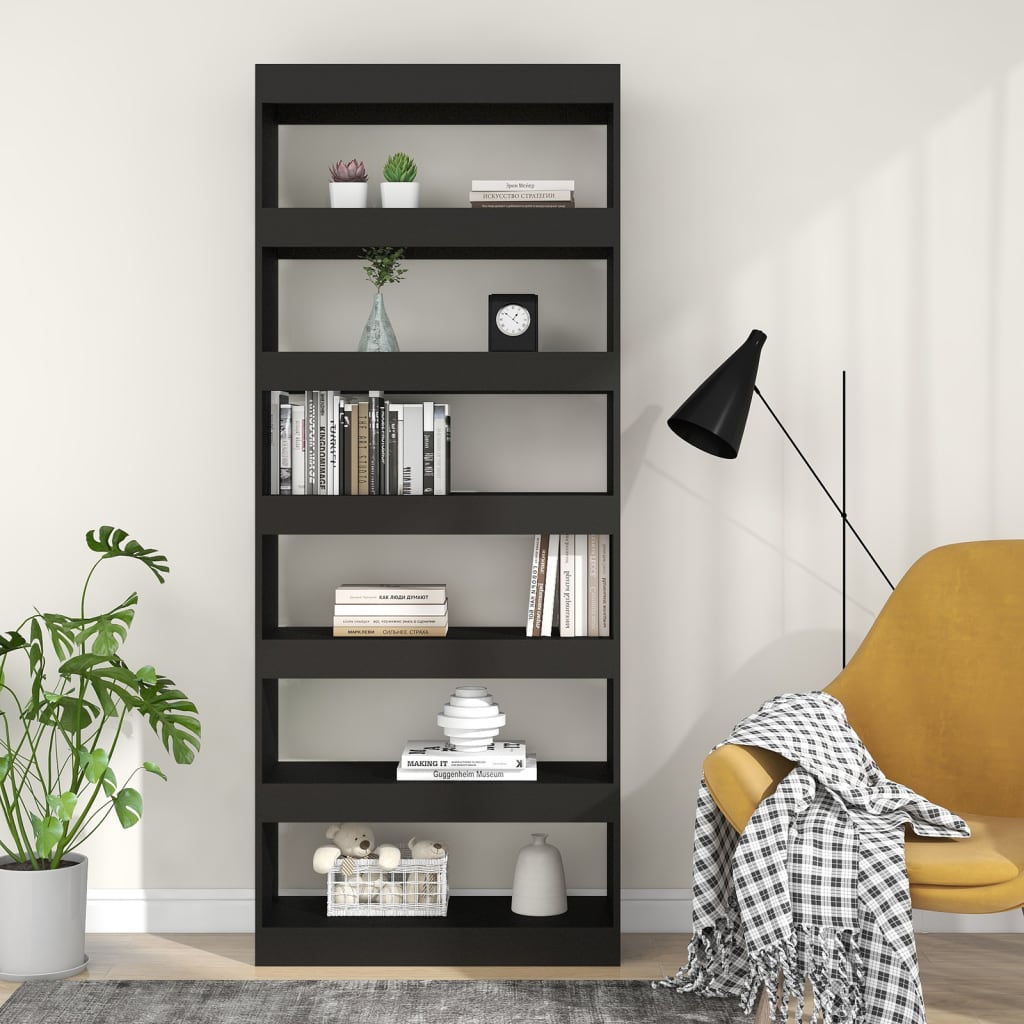 vidaXL Bücherregal/Raumteiler Schwarz 80x30x198 cm Holzwerkstoff